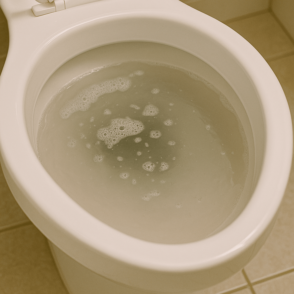 Partially clogged toilet needing professional drain cleaning in Draper, Utah.