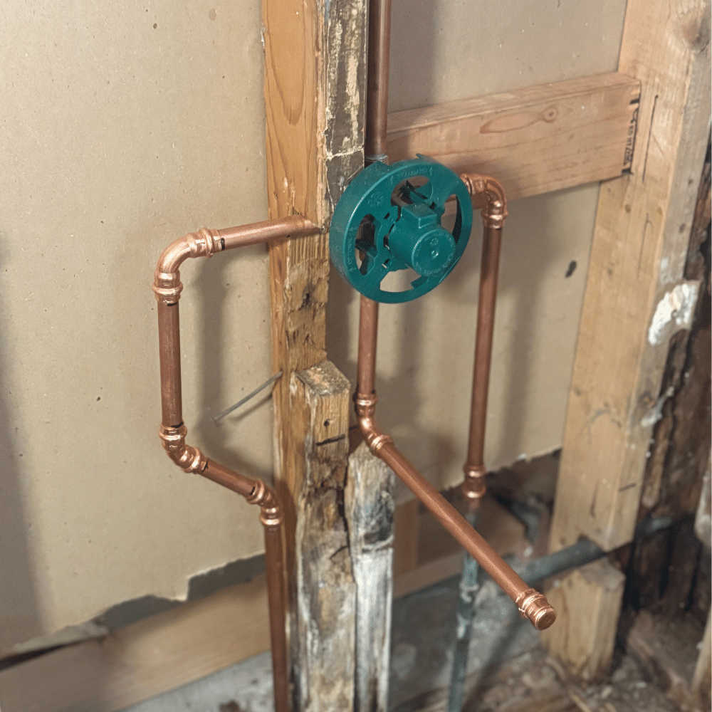 New shower valve installed in Holladay, Utah with copper piping and Viega ProPress fittings by Mountain Man Plumbing.
