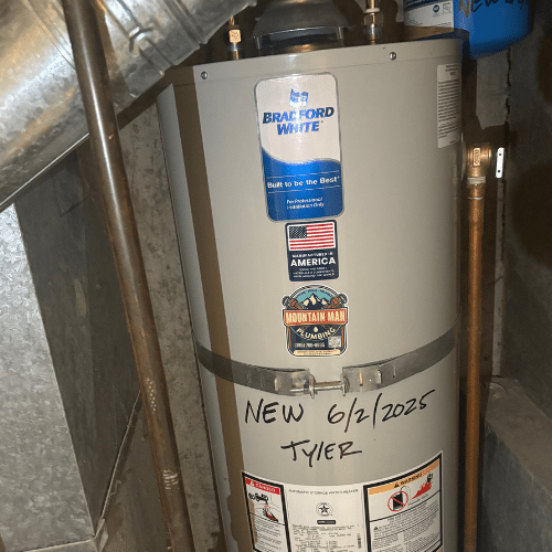 Bradford White water heater installed in Taylorsville by Mountain Man Plumbing