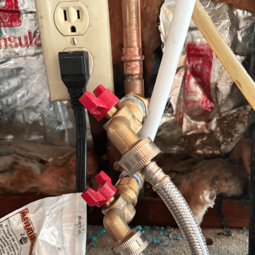 New copper piping and quarter turn valves installed by Mountain Man Plumbing in Sandy.