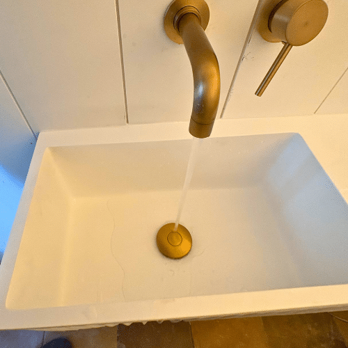 Bathroom sink drain test for Salt Lake City remodel