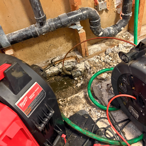 Salt Lake City cast iron drain cleaning with pipe fully exposed