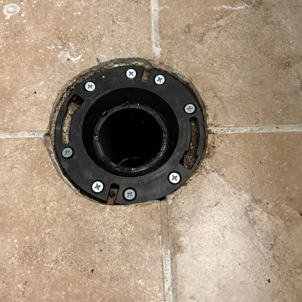Toilet Flange Installed and Protected Holladay