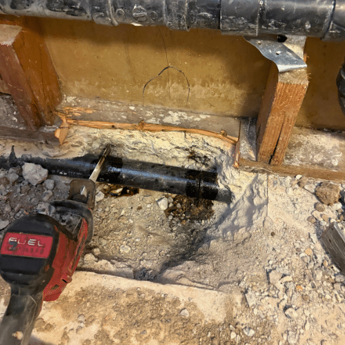 Salt Lake City cast iron drain cleaning with pipe fully exposed