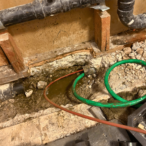 Salt Lake City cast iron drain cleaning with pipe fully exposed