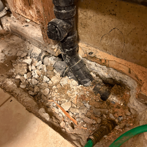 Salt Lake City cast iron drain cleaning with pipe fully exposed