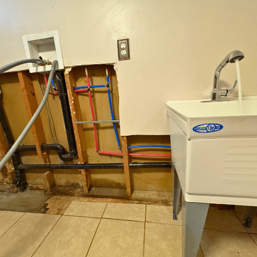 Salt Lake City laundry sink install with new basin and drain setup