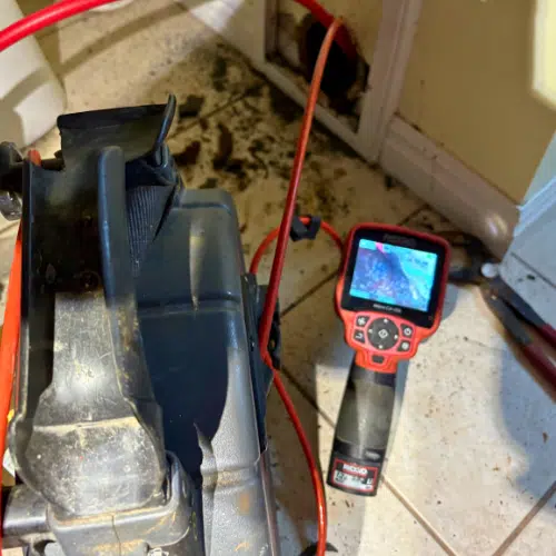 Camera inspection during a Sandy drain cleaning service