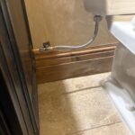 Horizontal copper stub with new quarter-turn shutoff and braided line to the toilet tank in a Park City bathroom