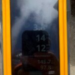 Combustion analyzer screen showing oxygen carbon monoxide and efficiency after Rinnai repair in Salt Lake City