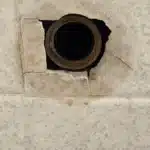 Open tub drain hole in enamel after seized shoe removal before new Watco install Salt Lake City